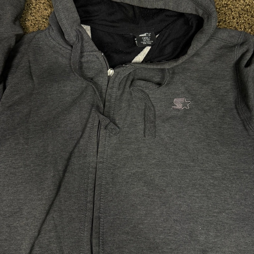 Starter Men's Charcoal Gray Full-Zip Hoodie 2XL - Picture 6 of 16